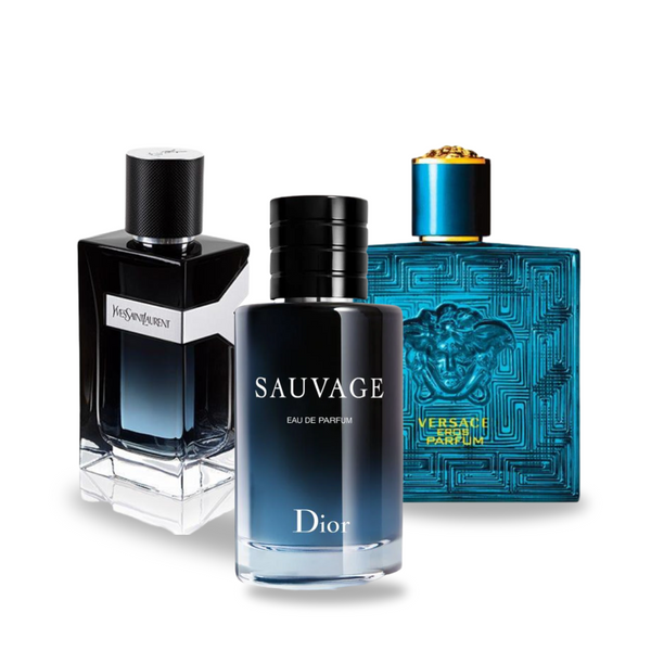 DIOR SAUVAGE, YVES SAINT LAURENT Y MEN, VERSACE EROS 