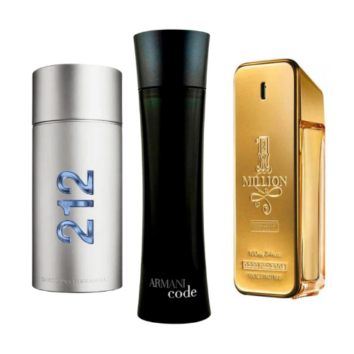 212 MEN NYC, PACO RABANNE UN MILLÓN, ARMANI CODE HOMME 